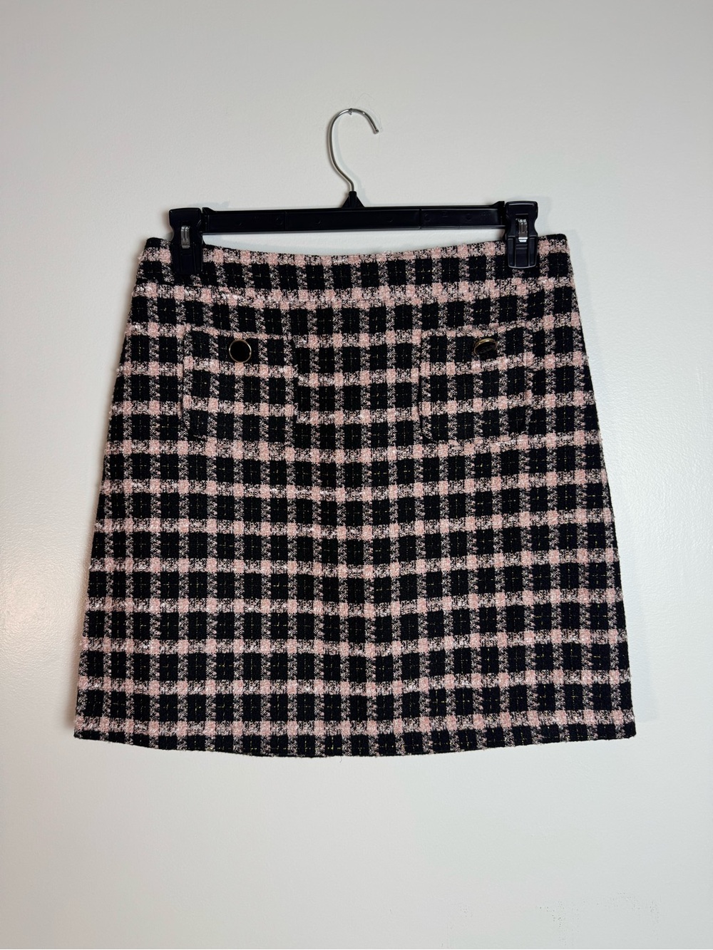 Checked Mini Skirt in Black and Light Pink - size 8
